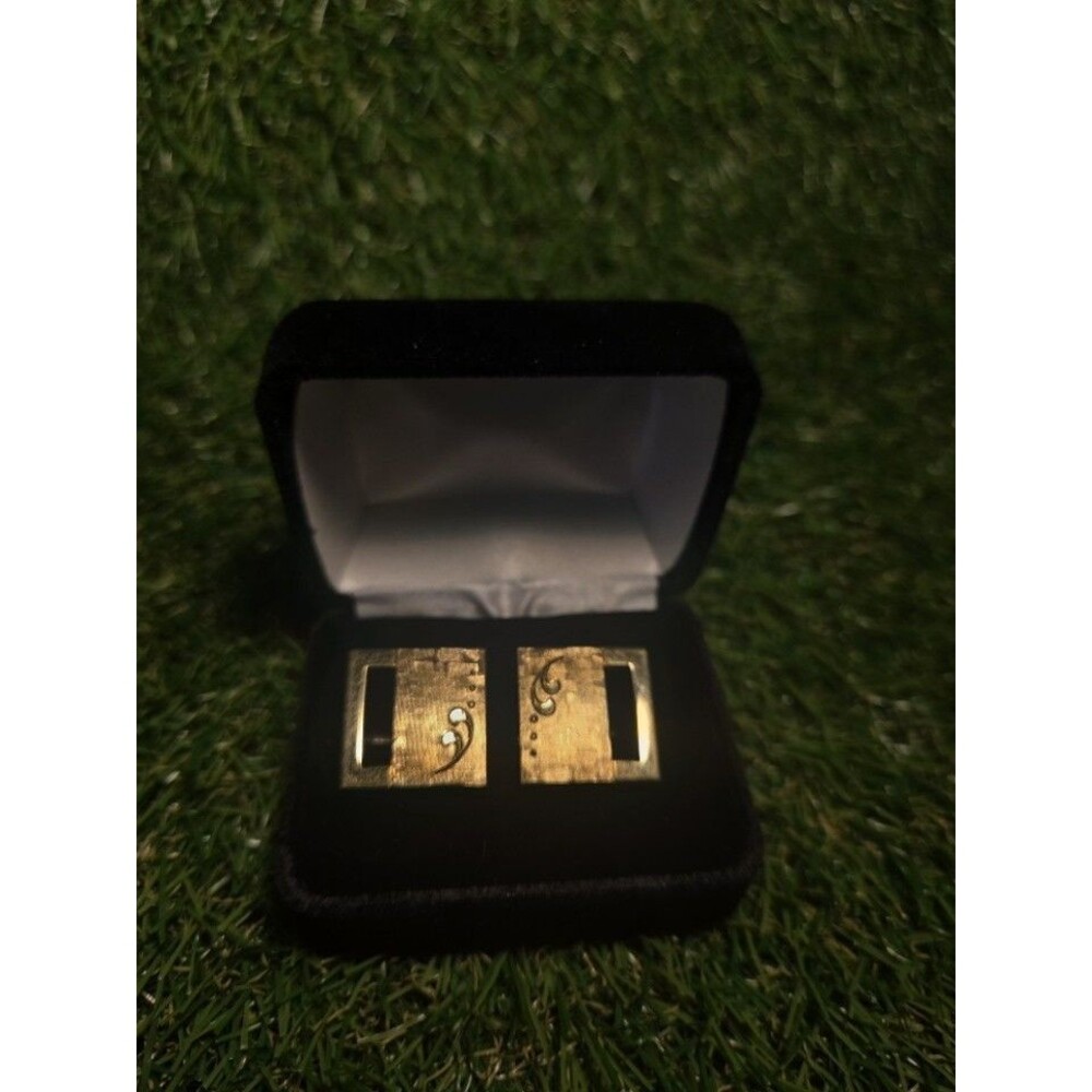 1940โs ERA Vintage square Gold tone swirls & leaves etched Swank cufflinks ๏ฟผ